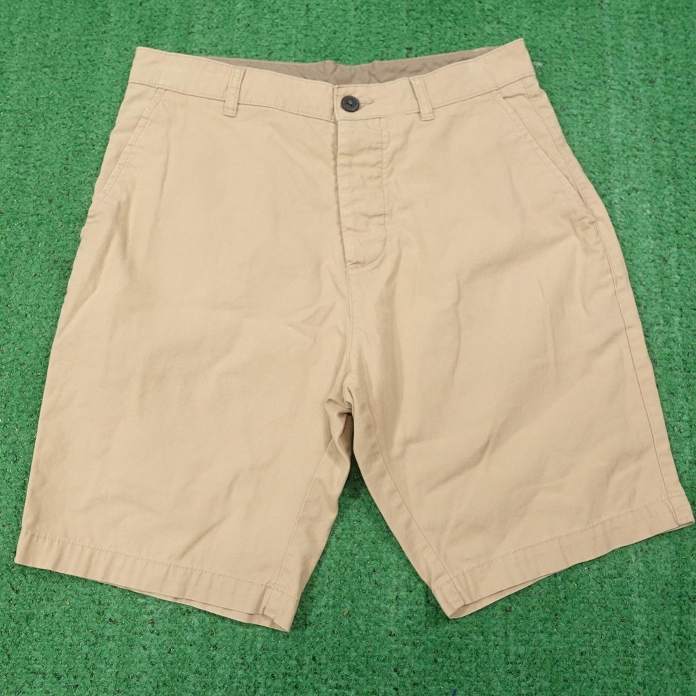 Divided H&M Shorts Mens 28 Beige Chino Cotton Casual Pockets Flat Front 9 Inseam